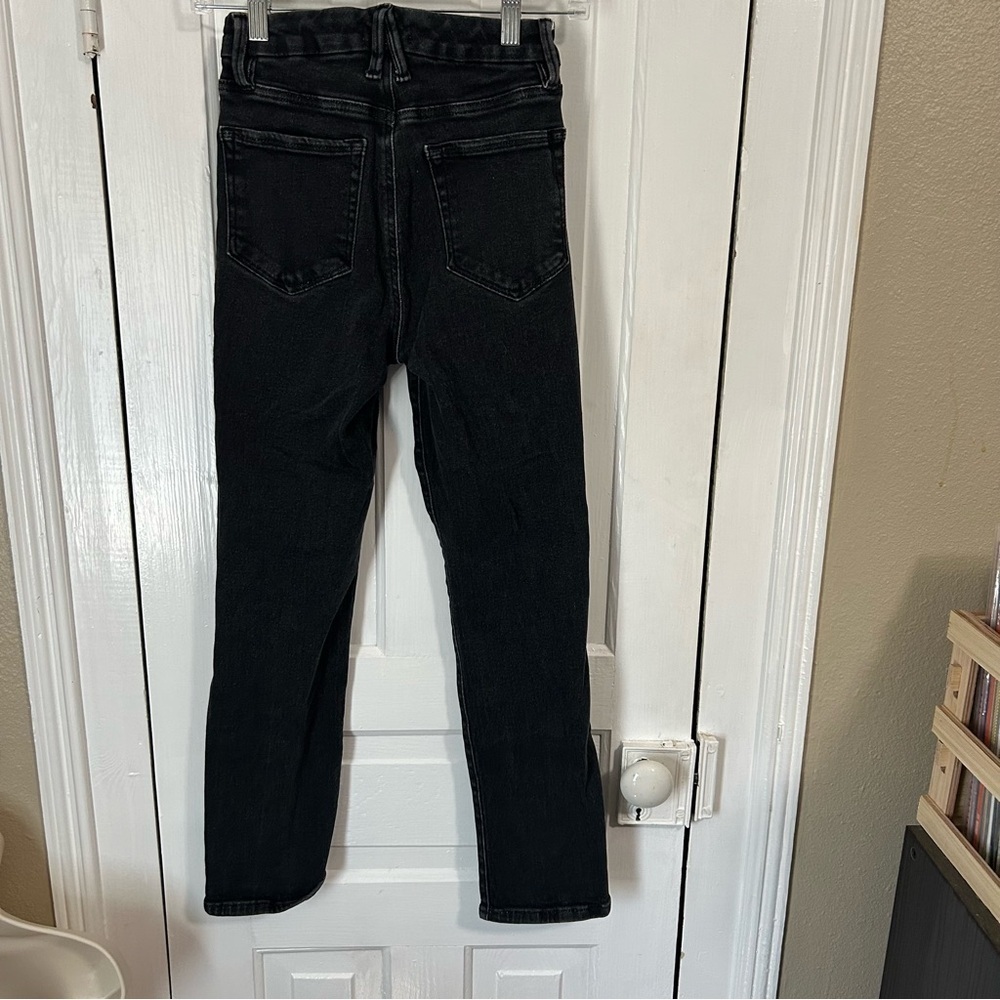 Good American Good Legs Straight Jeans Black 184 Size 2 26 Inches H - Picture 3 of 8